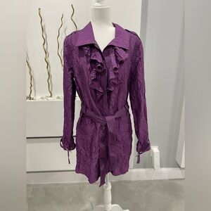 Urban Outfitters Purple Trench Coat with Structured Shoulders